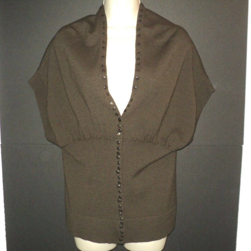 Worth Cardigan Sweater Size M Brown Short Sleeves